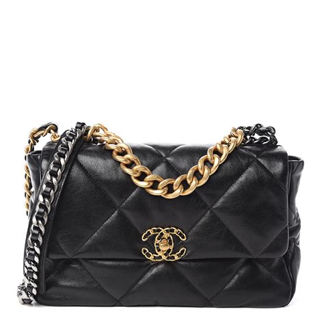 CHANEL Lambskin Quilted Large Chanel 19 Flap Black 1515103